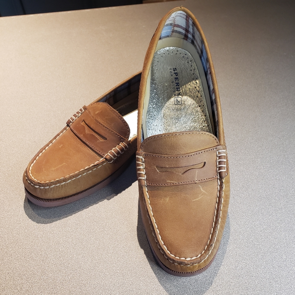 Brand new,  leather, Sperry loafers. Size 9